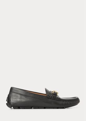 Black Men’s Ralph Lauren Anders Leather Driver Casual Shoes