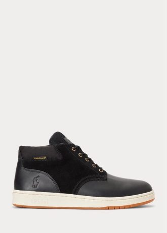 Black Men’s Ralph Lauren Waterproof Leather-Suede Boots