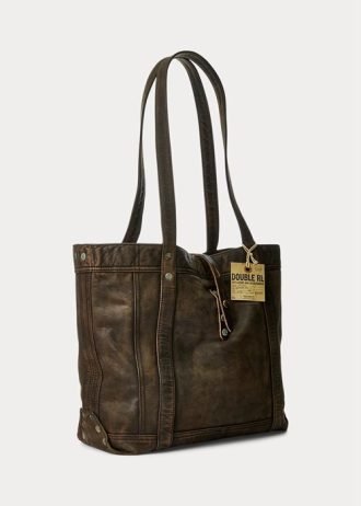 Black Over Brown Women’s Ralph Lauren Leather Tote Bags