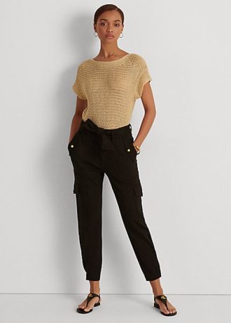 Black Women’s Ralph Lauren Belted Ponte Cargo Pants