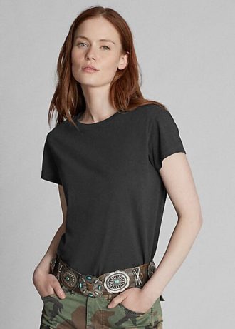 Black Women’s Ralph Lauren Cotton Jersey Crewneck  T Shirts
