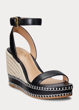 Black Women’s Ralph Lauren Hilarie Leather Espadrille
