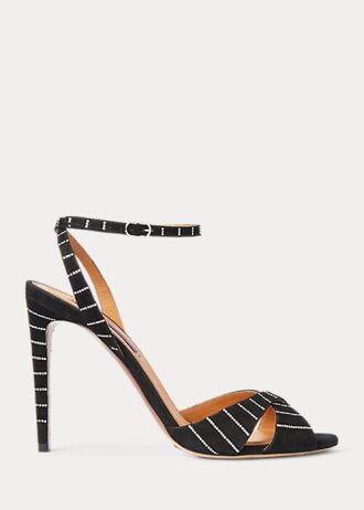 Black Women’s Ralph Lauren Kandice Embellished Goat-Suede Heels