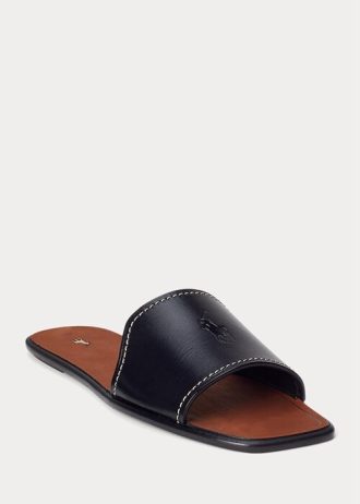 Black Women’s Ralph Lauren Vachetta Leather Sandals
