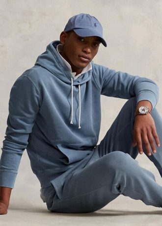 Blue Men’s Ralph Lauren Organic Cotton Fleece  Hoodie