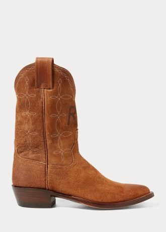 Brown Men’s Ralph Lauren Plainview Suede Cowboy Boots