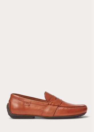 Brown Men’s Ralph Lauren Reynold Leather Driver Casual Shoes