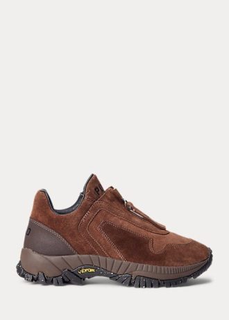 Brown Women’s Ralph Lauren Grayson Calf-Suede Zip Sneakers