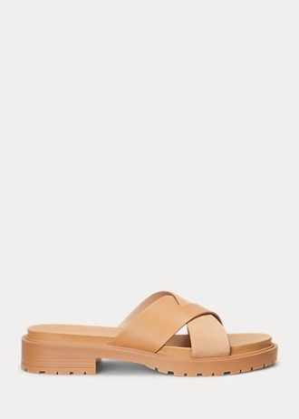 Brown Women’s Ralph Lauren Kelsie Nappa Leather & Suede Sandals