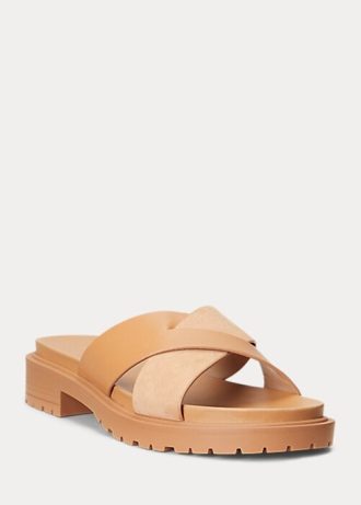 Brown Women’s Ralph Lauren Kelsie Nappa Leather & Suede Sandals