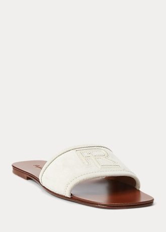 Cream Women’s Ralph Lauren Andela Calf-Suede Sandals