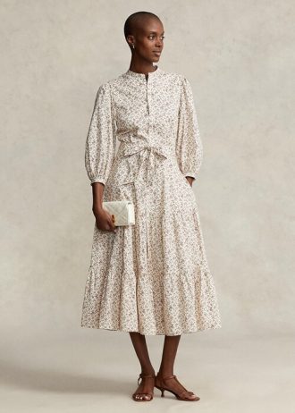 Flower Women’s Ralph Lauren Belted Floral Cotton Tiered Dress