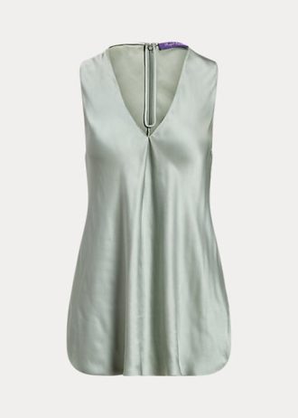 Green Women’s Ralph Lauren Gwinnett Washed Satin Blouse Shirts