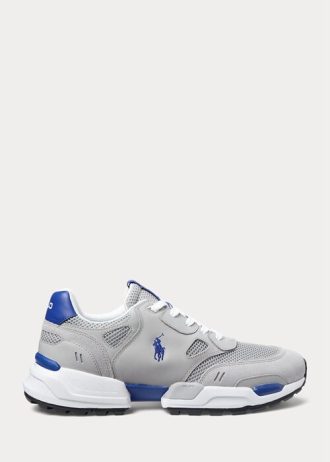 Grey / Royal Men’s Ralph Lauren Jogger Suede & Mesh Sneakers
