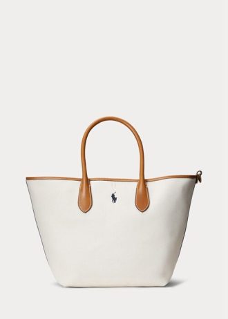 Natural/Navy Women’s Ralph Lauren Reversible Canvas Medium Bellport Tote Bags