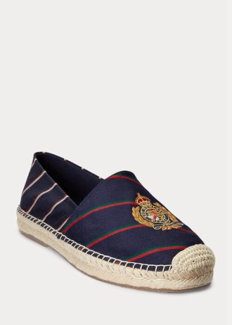 Navy Men’s Ralph Lauren Cevio Crest Striped Casual Shoes