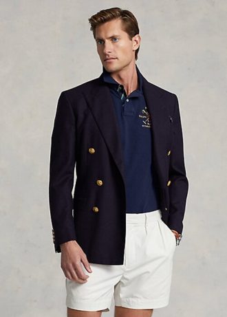 Navy Men’s Ralph Lauren Classic Fit Crest Mesh Polo Shirts