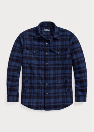 Navy Men’s Ralph Lauren Plaid Wool-blend Overshirt  Shirts