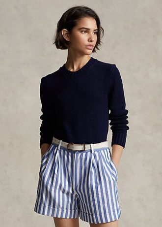 Navy Women’s Ralph Lauren Cotton Crewneck Sweaters
