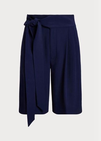 Navy Women’s Ralph Lauren Pleated Georgette Wide-leg  Shorts