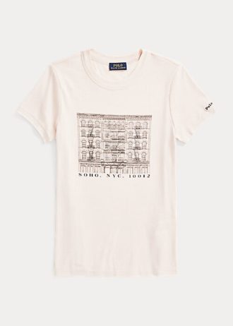 Pink Women’s Ralph Lauren Slim Graphic Ribbed Cotton T Shirts