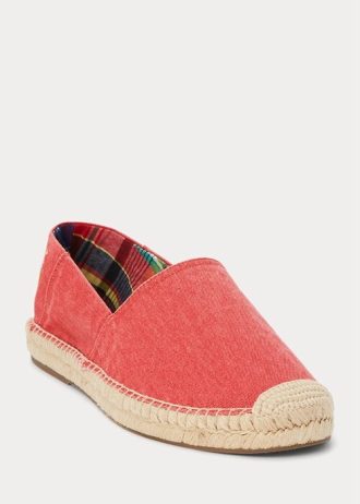 Red Men’s Ralph Lauren Cevio Washed Canvas Casual Shoes