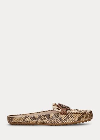 Snake Women’s Ralph Lauren Brynn Embossed Leather & Haircalf Driver Flat Shoes