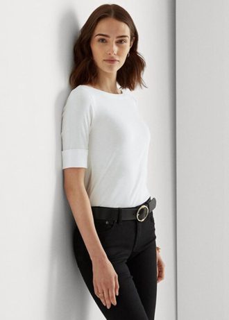 White Women’s Ralph Lauren Cotton Boatneck   Tops