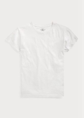 White Women’s Ralph Lauren Cotton Jersey Crewneck  T Shirts